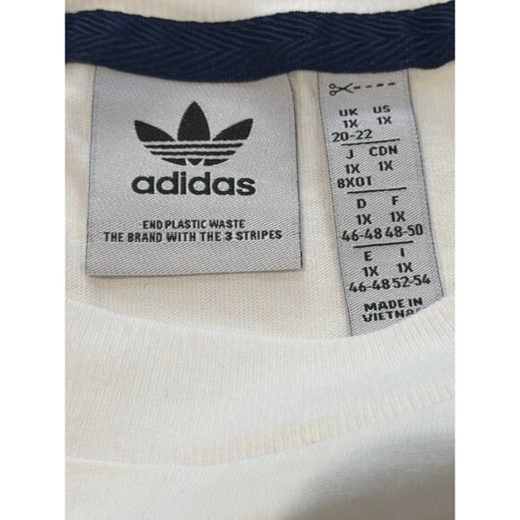 Adidas T-Shirt Womens 1X White SS Cropped CrewNeck Logo Casual Sporty Streetwear - Picture 5 of 6